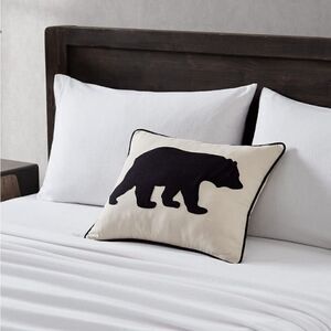 EDDIE BAUER HOME 16X20 IVORY PILLOW COVER WITH BLACK BEAR